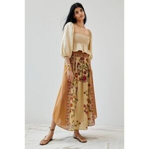NWT ANTHROPOLOGIE X MES DEMOISELLES Sz 38 PLEATED FLORAL MAXI SKIRT